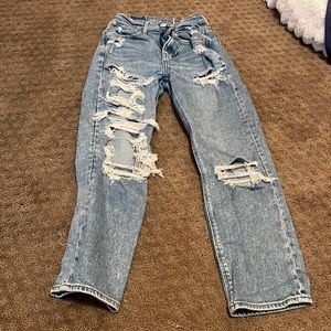 Ripped stretchy high rise mom jeans